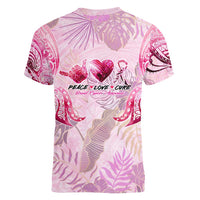 Breast Cancer Polynesian Women V-Neck T-Shirt I Can Do All Things Through Christ