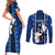 guam-chamorro-warrior-couples-matching-short-sleeve-bodycon-dress-and-long-sleeve-button-shirts-traditional-tribal-patterns