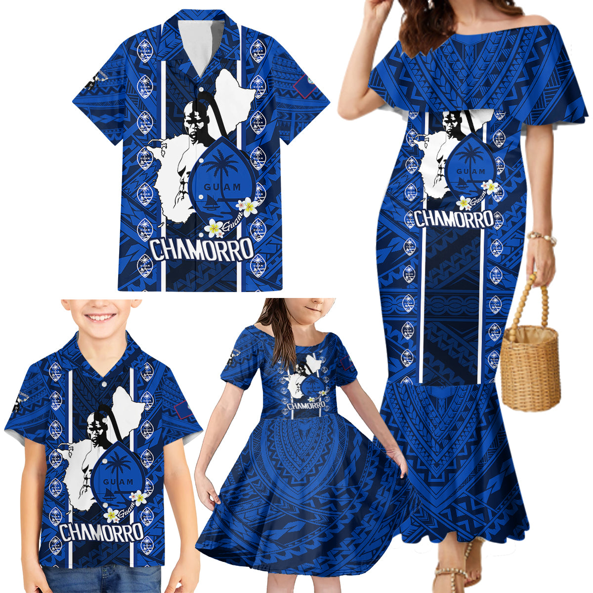 Guam Chamorro Warrior Family Matching Mermaid Dress and Hawaiian Shirt Traditional Tribal Patterns DT02 - Polynesian Pride