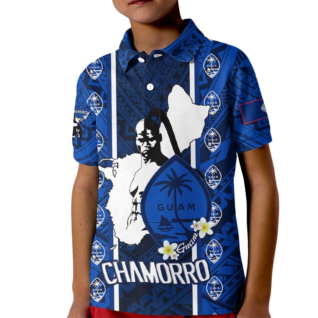 Guam Chamorro Warrior Kid Polo Shirt Traditional Tribal Patterns DT02 Kid Blue - Polynesian Pride