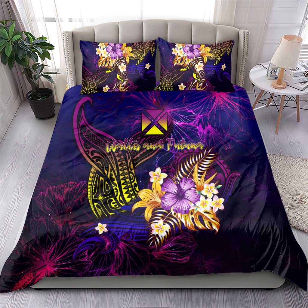 Wallis and Futuna Bedding Set Whale Hibiscus Polynesian