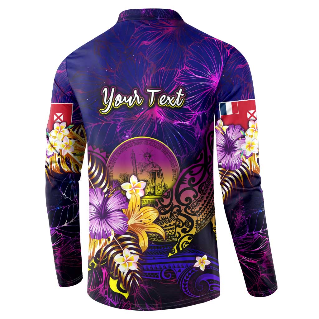 Wallis and Futuna Button Sweatshirt Whale Hibiscus Polynesian