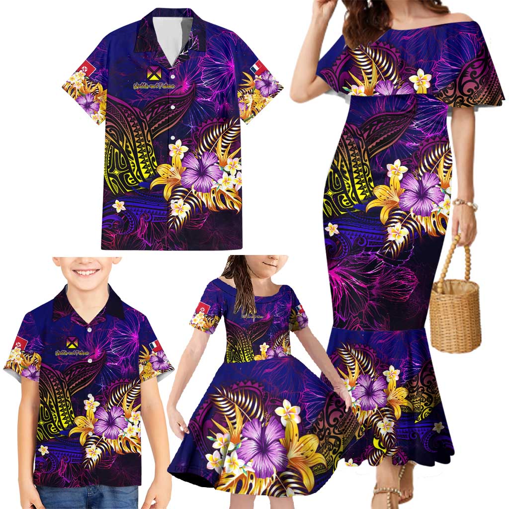 Wallis and Futuna Family Matching Mermaid Dress and Hawaiian Shirt Whale Hibiscus Polynesian