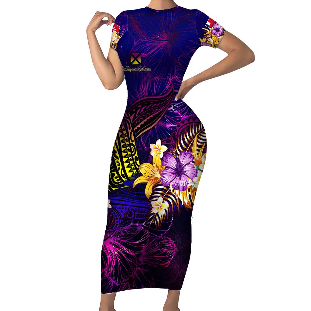 Wallis and Futuna Family Matching Short Sleeve Bodycon Dress and Hawaiian Shirt Whale Hibiscus Polynesian