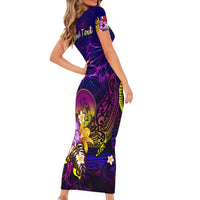 Wallis and Futuna Family Matching Short Sleeve Bodycon Dress and Hawaiian Shirt Whale Hibiscus Polynesian