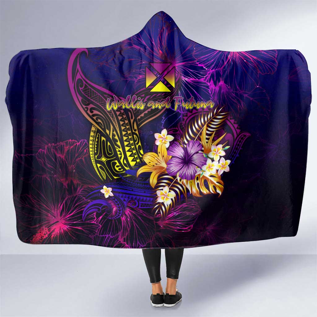 Wallis and Futuna Hooded Blanket Whale Hibiscus Polynesian DT02 One Size Purple - Polynesian Pride