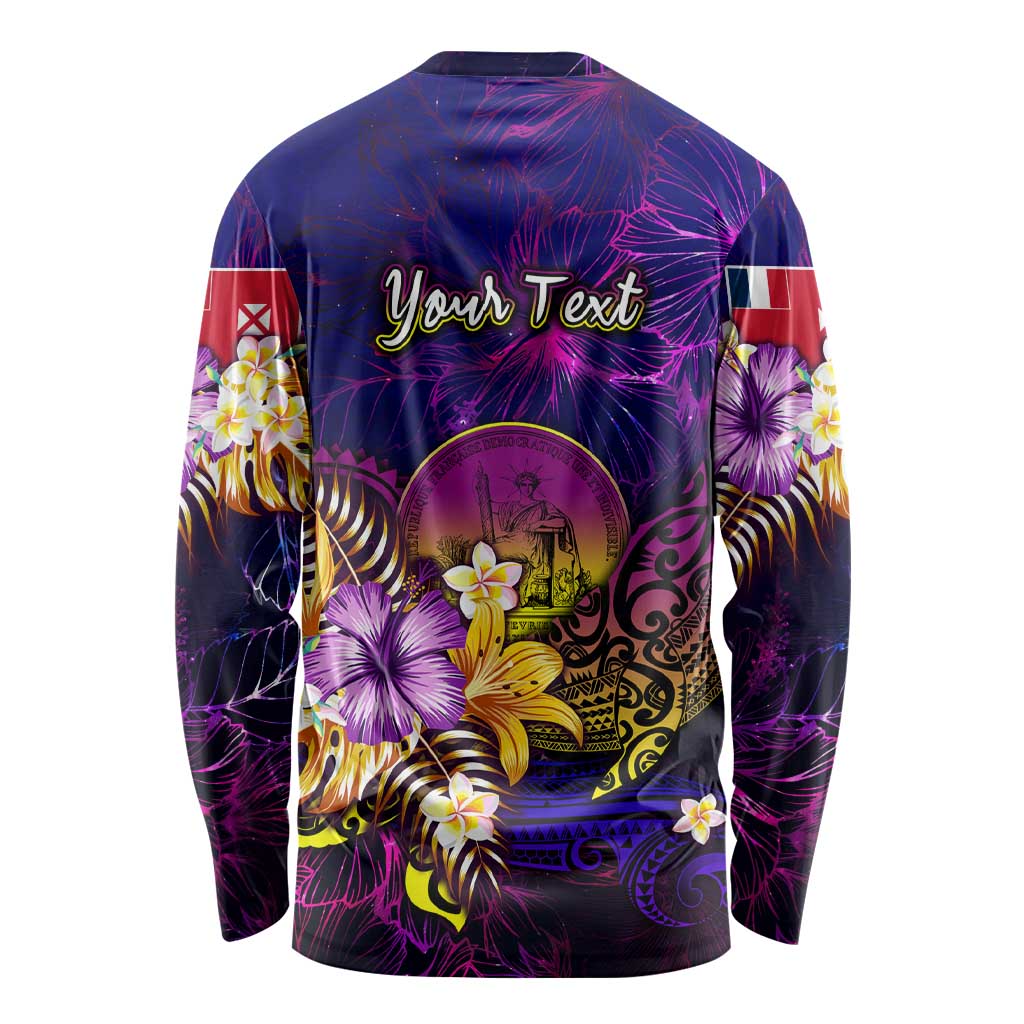 Wallis and Futuna Long Sleeve Shirt Whale Hibiscus Polynesian