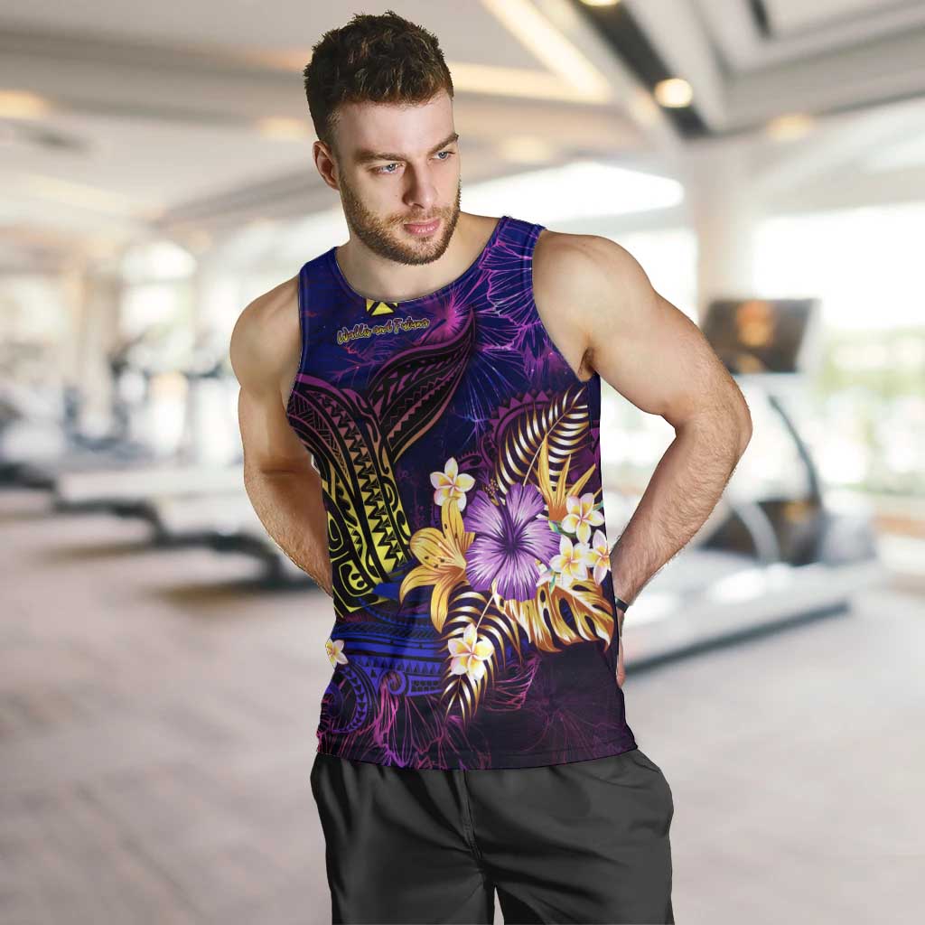 Wallis and Futuna Men Tank Top Whale Hibiscus Polynesian
