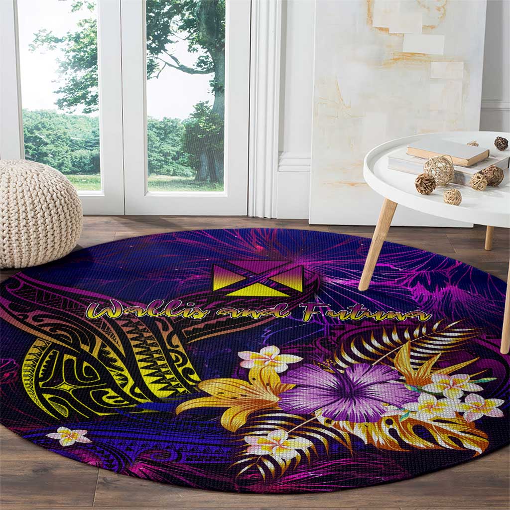 Wallis and Futuna Round Carpet Whale Hibiscus Polynesian