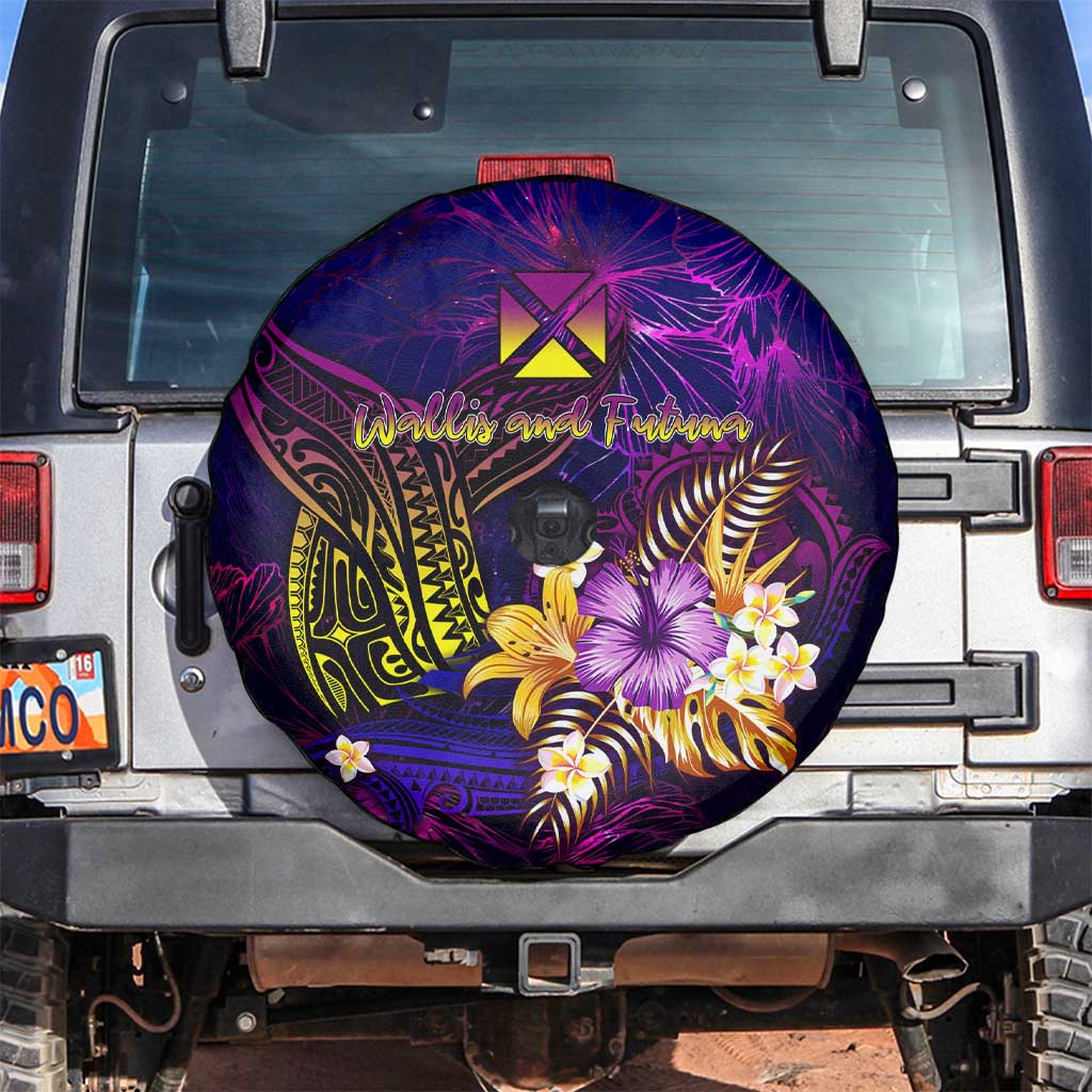 Wallis and Futuna Spare Tire Cover Whale Hibiscus Polynesian DT02 Purple - Polynesian Pride