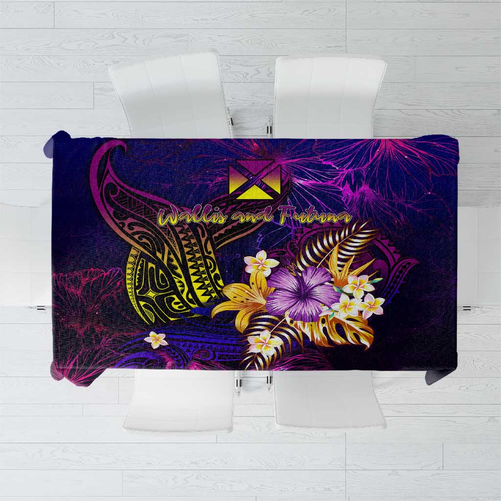 Wallis and Futuna Tablecloth Whale Hibiscus Polynesian DT02 Purple - Polynesian Pride