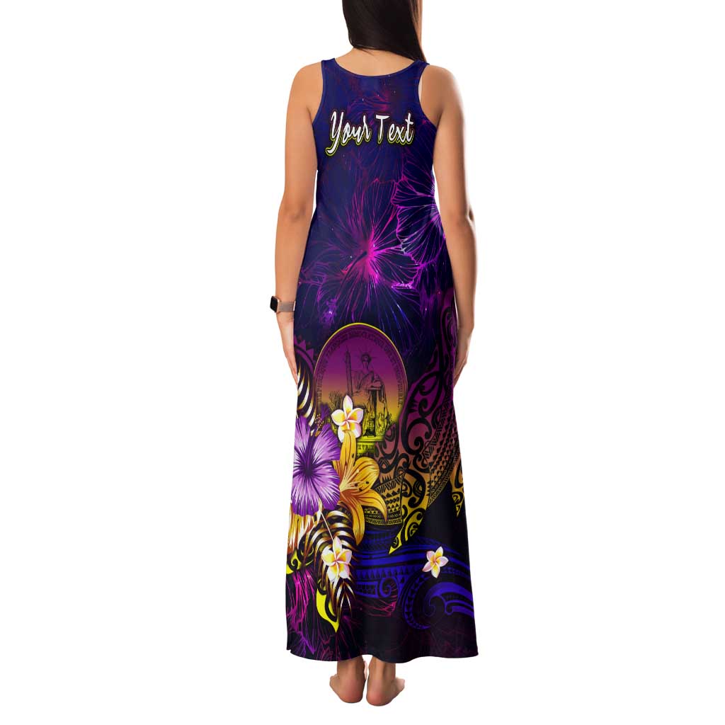 Wallis and Futuna Tank Maxi Dress Whale Hibiscus Polynesian
