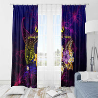 Wallis and Futuna Window Curtain Whale Hibiscus Polynesian