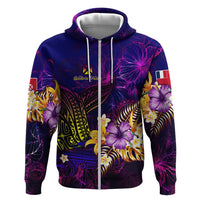 Wallis and Futuna Zip Hoodie Whale Hibiscus Polynesian