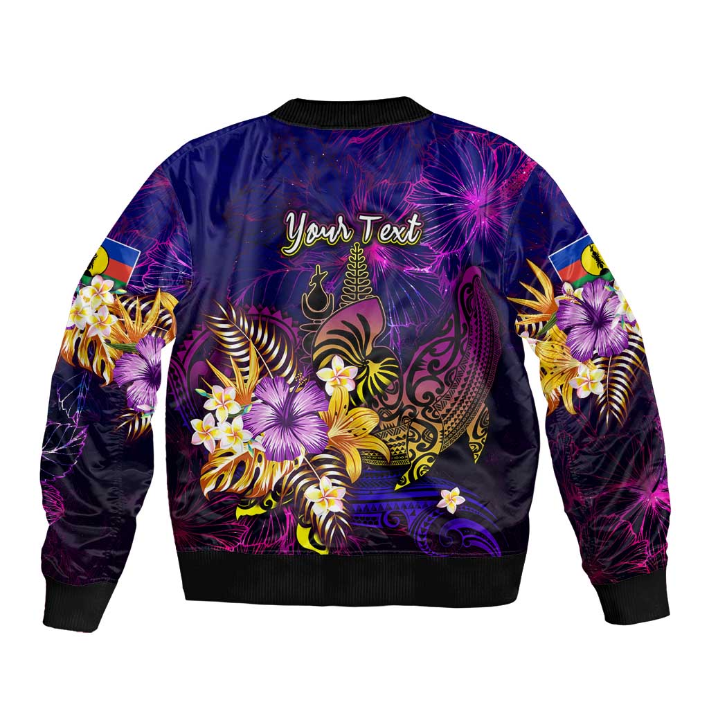 New Caledonia Bomber Jacket Whale Hibiscus Polynesian