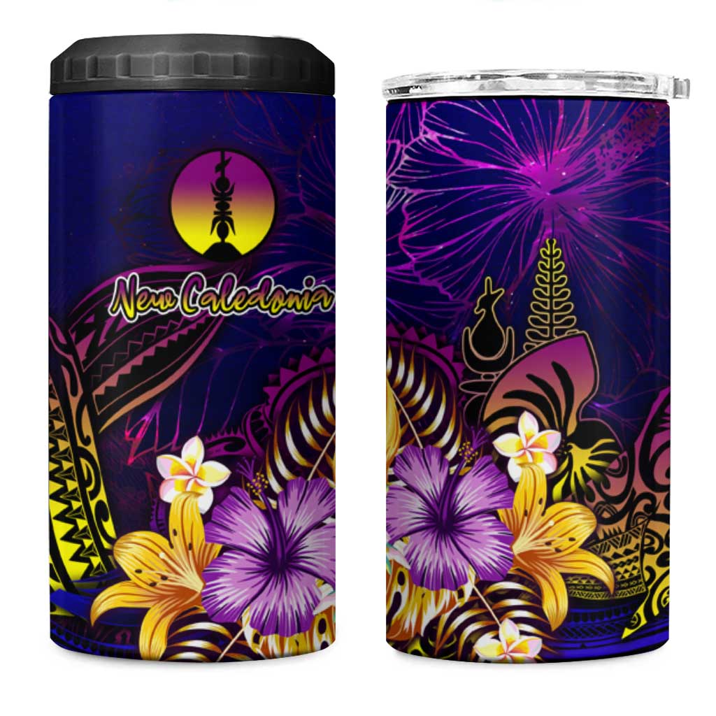 New Caledonia 4 in 1 Can Cooler Tumbler Whale Hibiscus Polynesian DT02 One Size: 16 oz Purple - Polynesian Pride