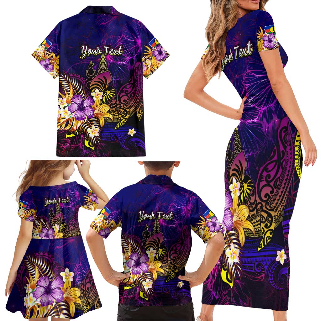 New Caledonia Family Matching Short Sleeve Bodycon Dress and Hawaiian Shirt Whale Hibiscus Polynesian
