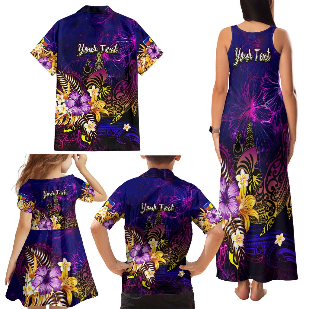 New Caledonia Family Matching Tank Maxi Dress and Hawaiian Shirt Whale Hibiscus Polynesian