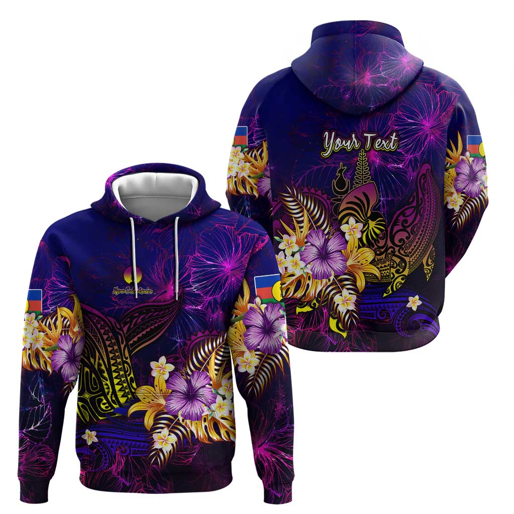 New Caledonia Hoodie Whale Hibiscus Polynesian