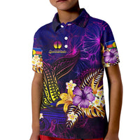 New Caledonia Kid Polo Shirt Whale Hibiscus Polynesian