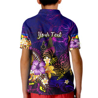 New Caledonia Kid Polo Shirt Whale Hibiscus Polynesian