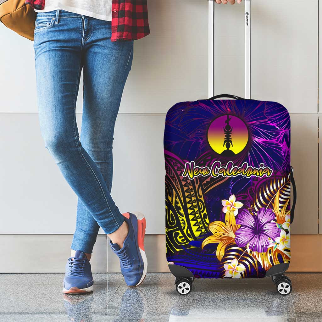 New Caledonia Luggage Cover Whale Hibiscus Polynesian