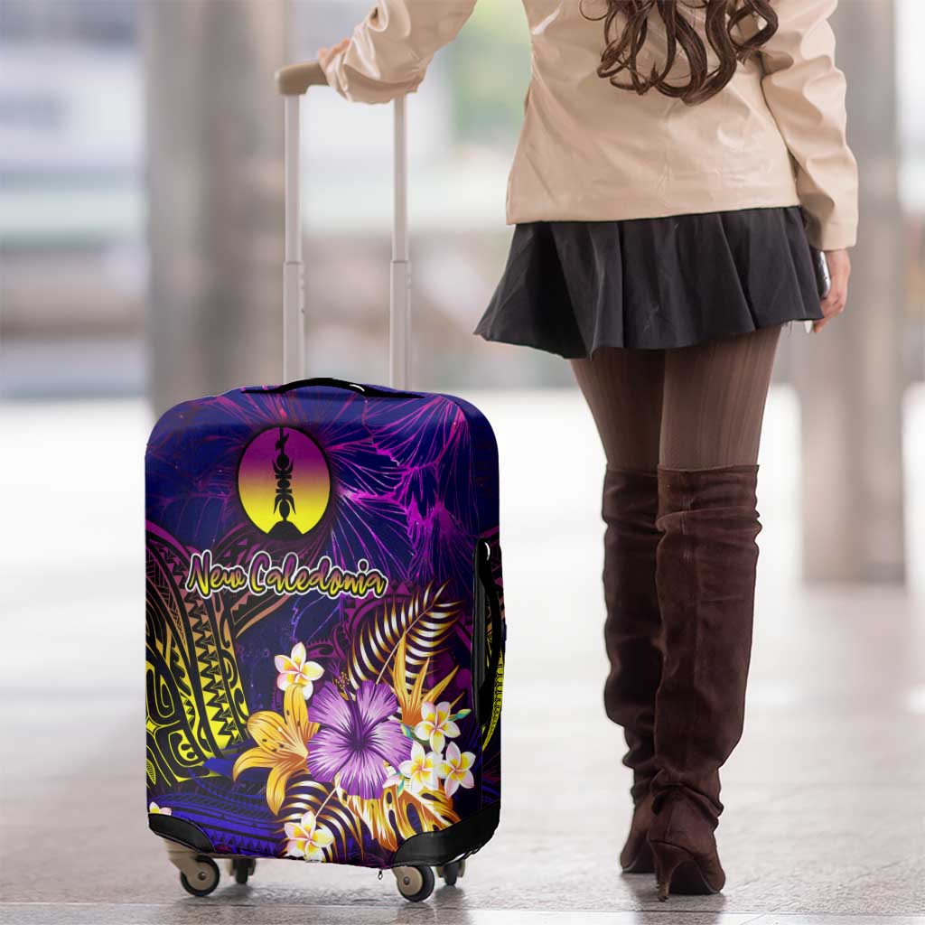 New Caledonia Luggage Cover Whale Hibiscus Polynesian