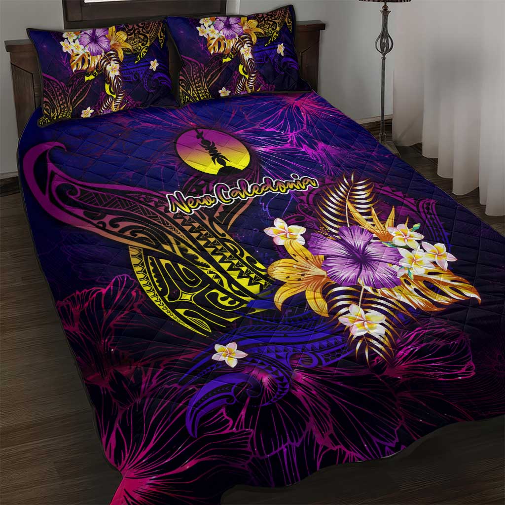 New Caledonia Quilt Bed Set Whale Hibiscus Polynesian DT02 Purple - Polynesian Pride