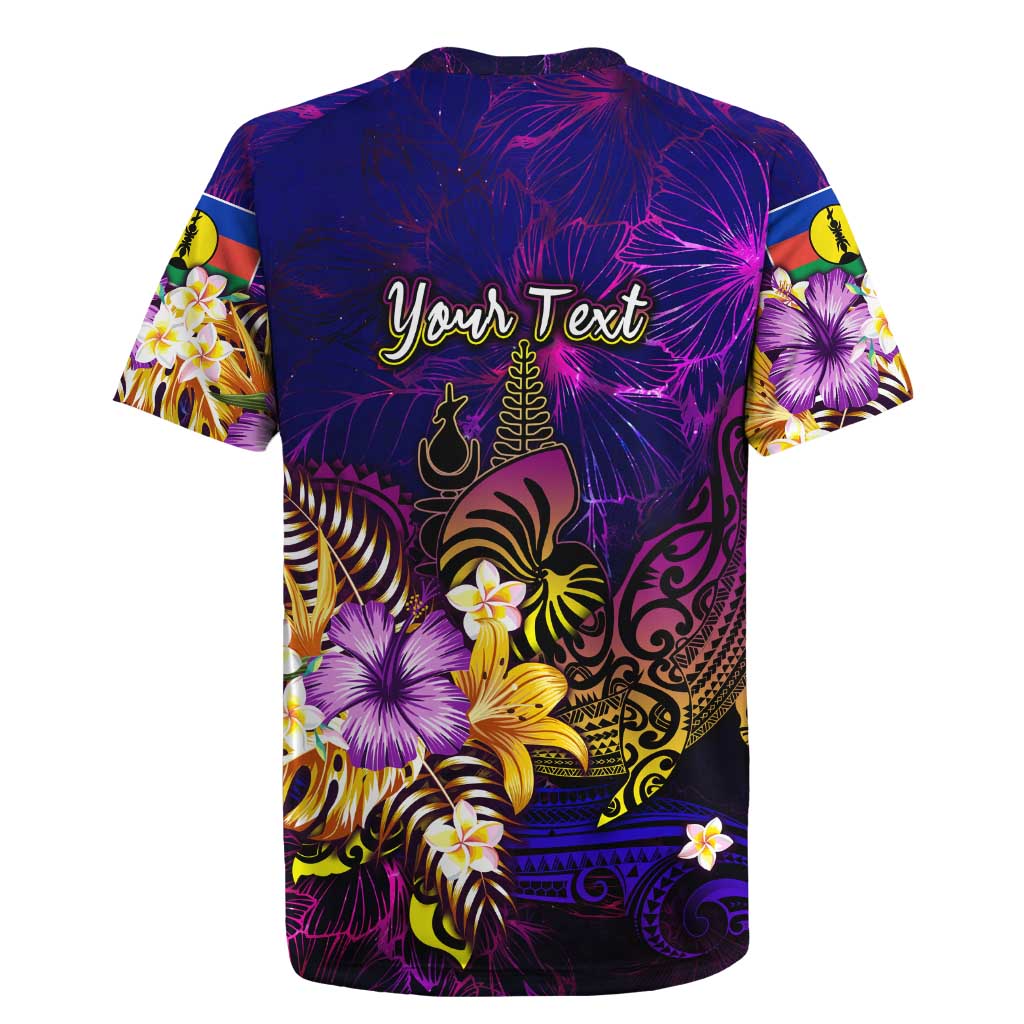 New Caledonia Rugby Jersey Whale Hibiscus Polynesian DT02 - Polynesian Pride