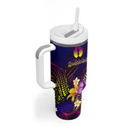 New Caledonia Tumbler With Handle Whale Hibiscus Polynesian