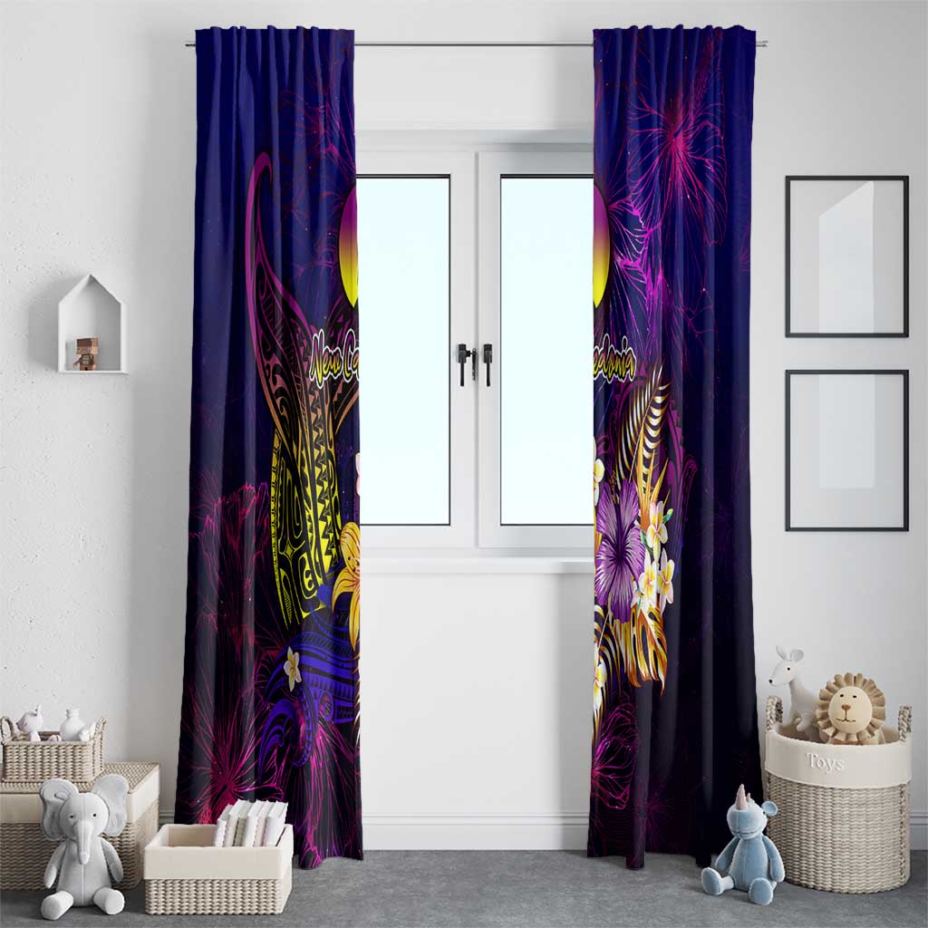 New Caledonia Window Curtain Whale Hibiscus Polynesian
