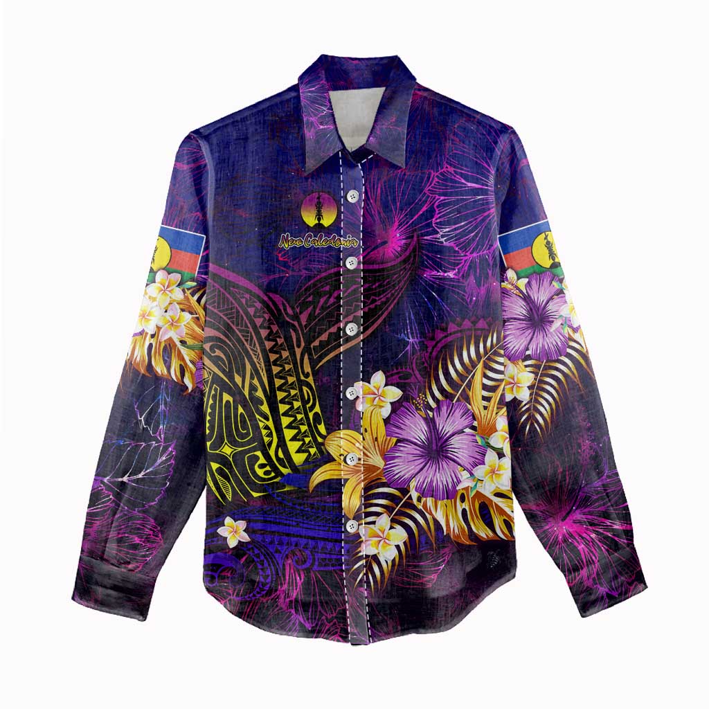 New Caledonia Women Casual Shirt Whale Hibiscus Polynesian