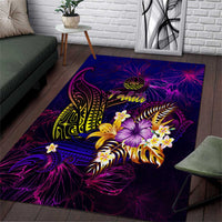 Tahiti French Polynesia Area Rug Whale Hibiscus Polynesian