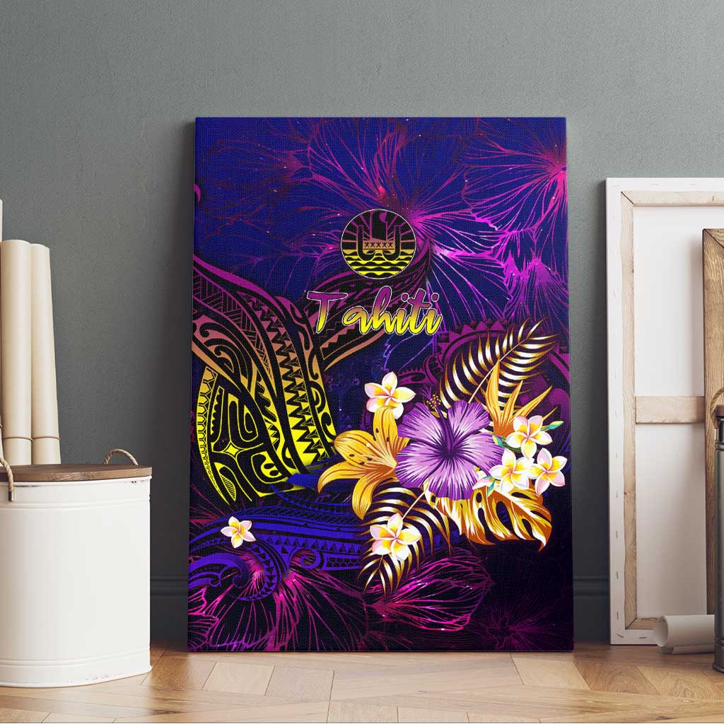 Tahiti French Polynesia Canvas Wall Art Whale Hibiscus Polynesian