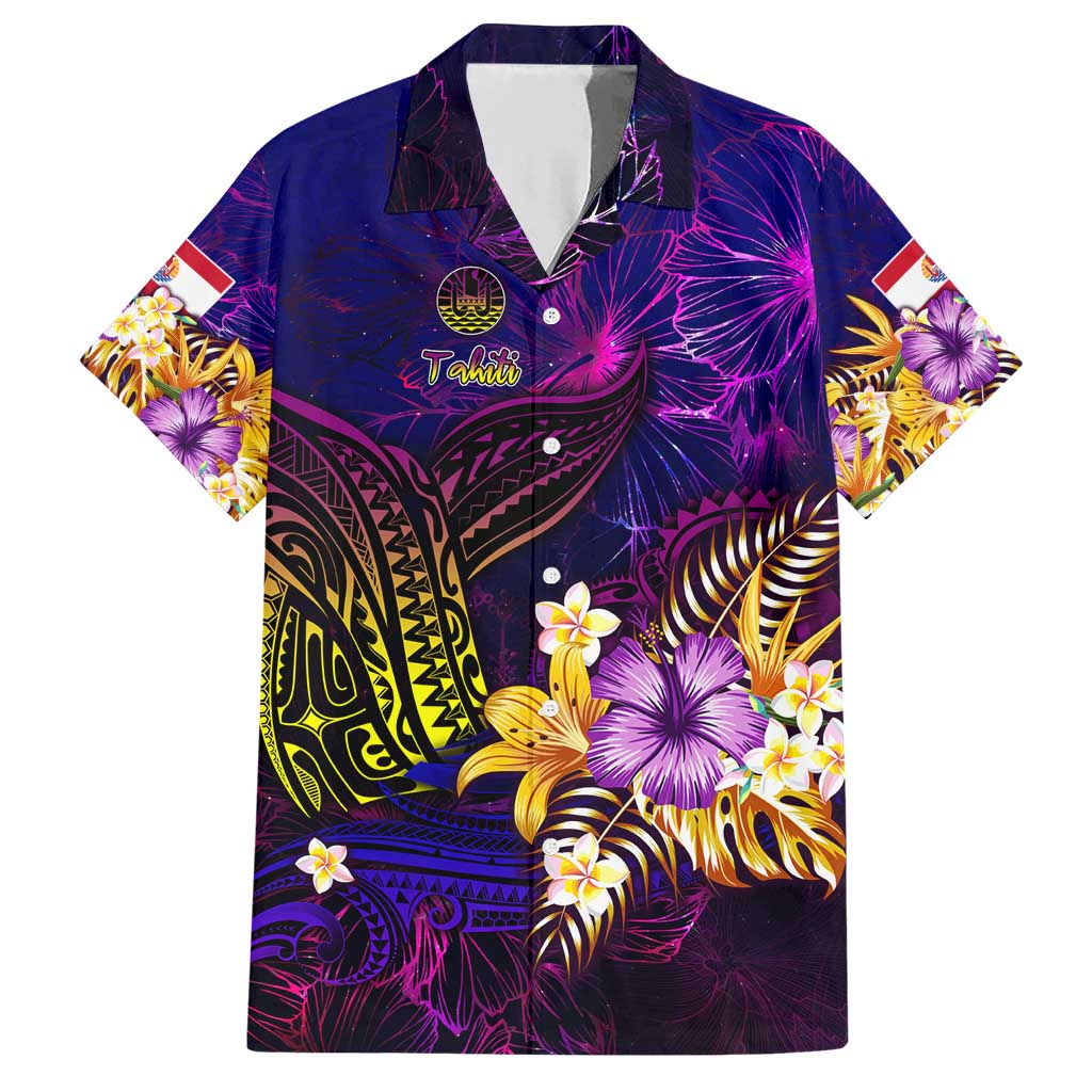 Tahiti French Polynesia Family Matching Short Sleeve Bodycon Dress and Hawaiian Shirt Whale Hibiscus Polynesian