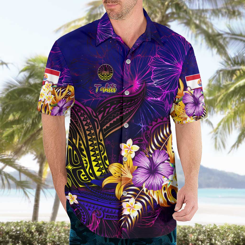 Tahiti French Polynesia Hawaiian Shirt Whale Hibiscus Polynesian