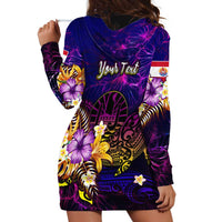 Tahiti French Polynesia Hoodie Dress Whale Hibiscus Polynesian