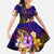 Tahiti French Polynesia Kid Short Sleeve Dress Whale Hibiscus Polynesian