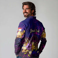 Tahiti French Polynesia Long Sleeve Polo Shirt Whale Hibiscus Polynesian