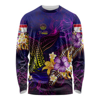 Tahiti French Polynesia Long Sleeve Shirt Whale Hibiscus Polynesian