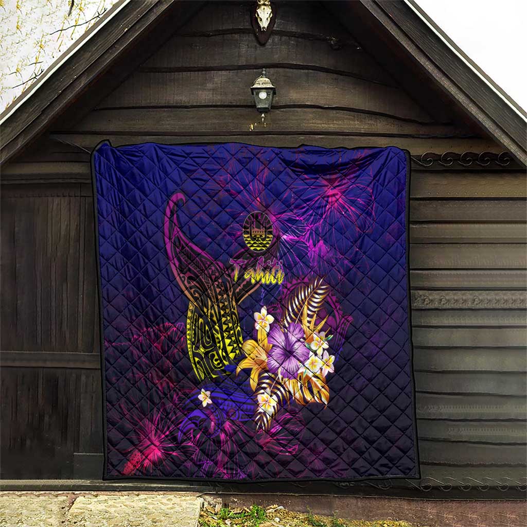 Tahiti French Polynesia Quilt Whale Hibiscus Polynesian