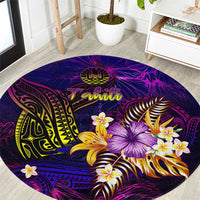 Tahiti French Polynesia Round Carpet Whale Hibiscus Polynesian