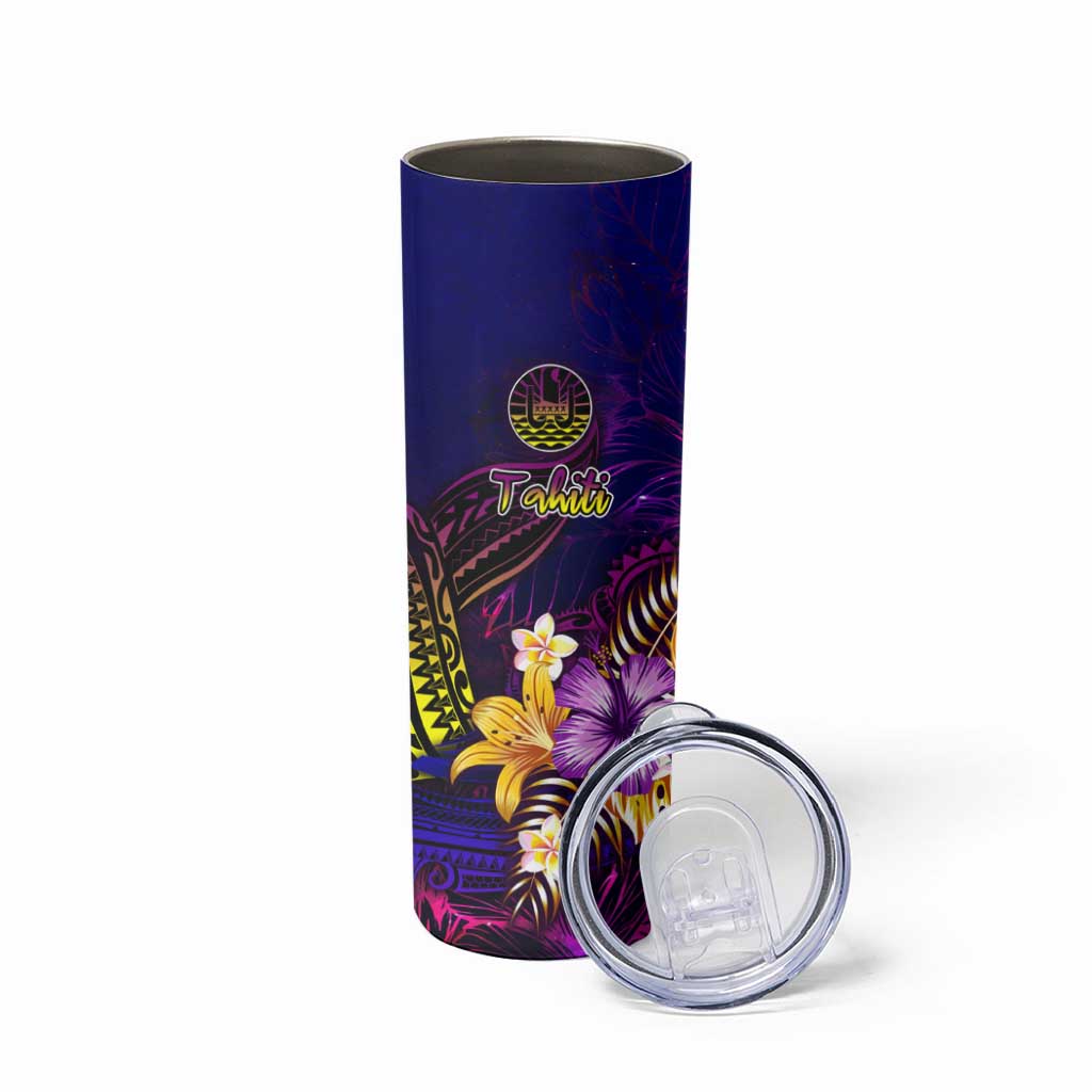 Tahiti French Polynesia Skinny Tumbler Whale Hibiscus Polynesian