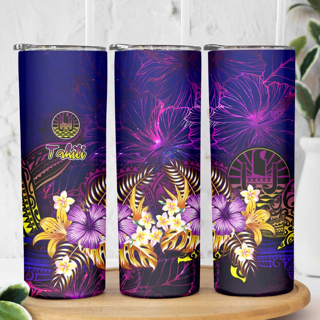 Tahiti French Polynesia Skinny Tumbler Whale Hibiscus Polynesian