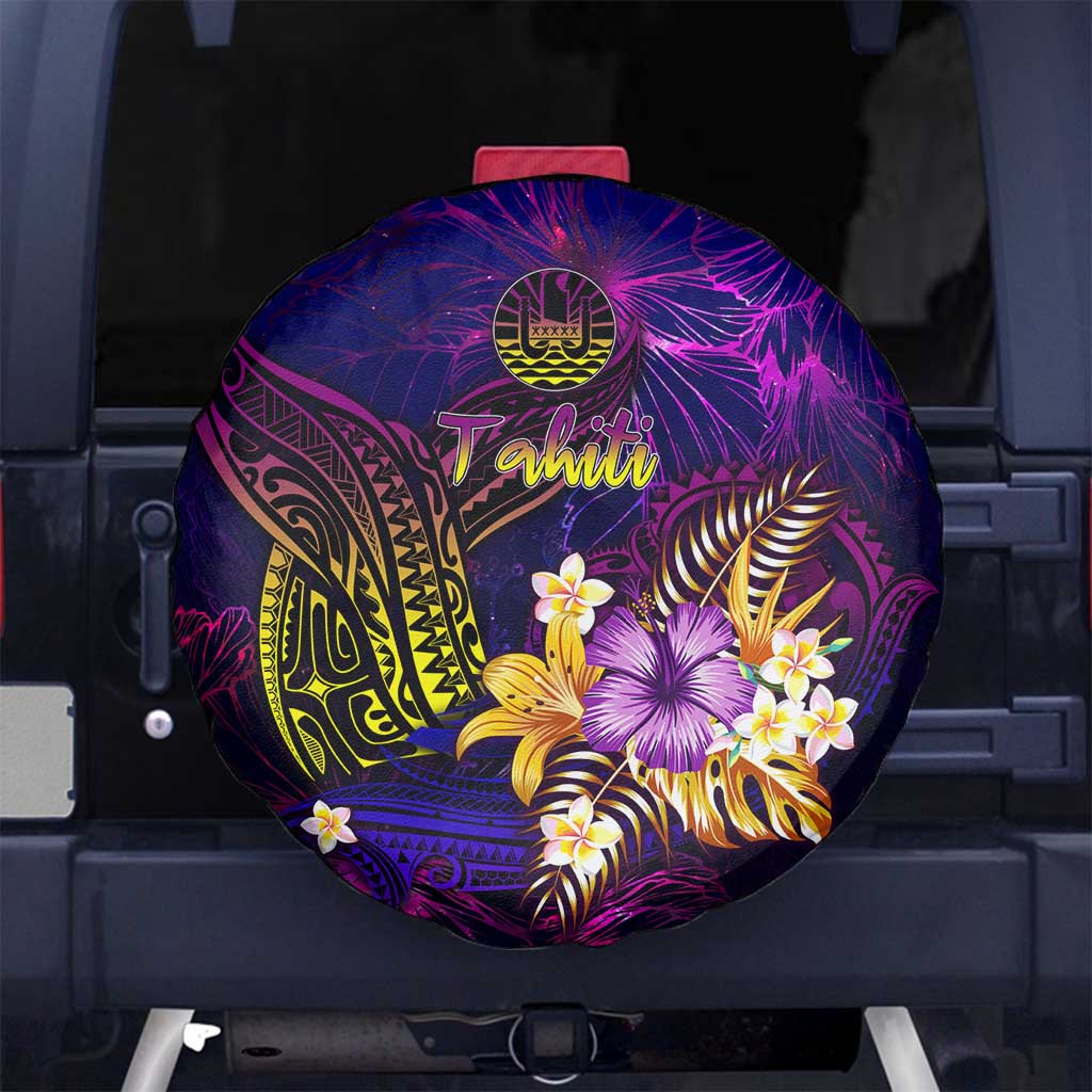 Tahiti French Polynesia Spare Tire Cover Whale Hibiscus Polynesian