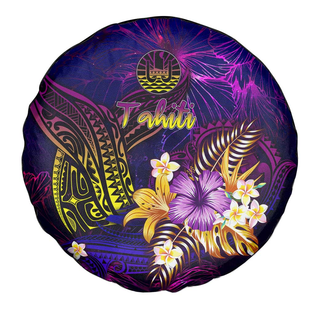 Tahiti French Polynesia Spare Tire Cover Whale Hibiscus Polynesian
