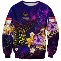 Tahiti French Polynesia Sweatshirt Whale Hibiscus Polynesian