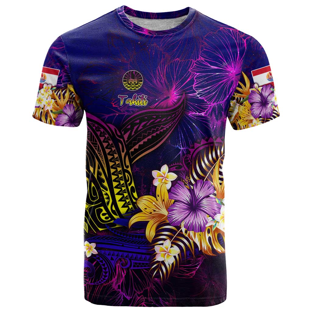 Tahiti French Polynesia T Shirt Whale Hibiscus Polynesian