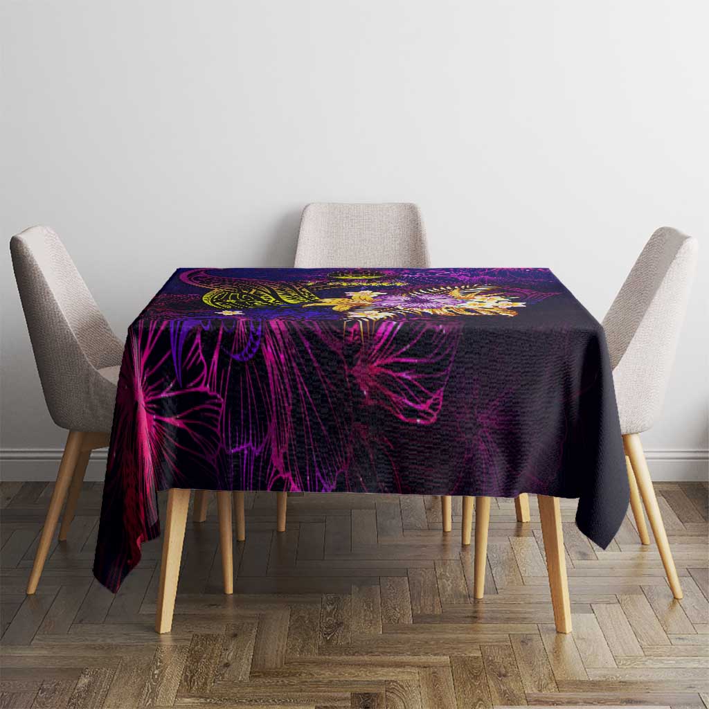 Tahiti French Polynesia Tablecloth Whale Hibiscus Polynesian