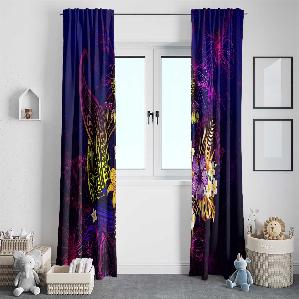 Tahiti French Polynesia Window Curtain Whale Hibiscus Polynesian